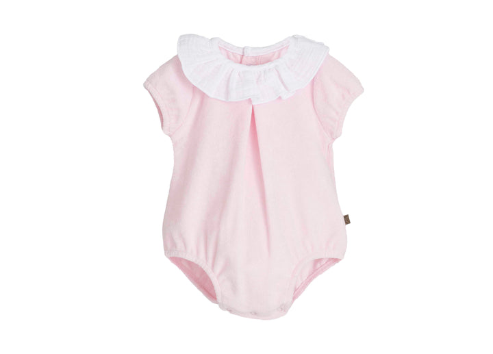 Calamaro Baby Pink Towelling Romper - 32539