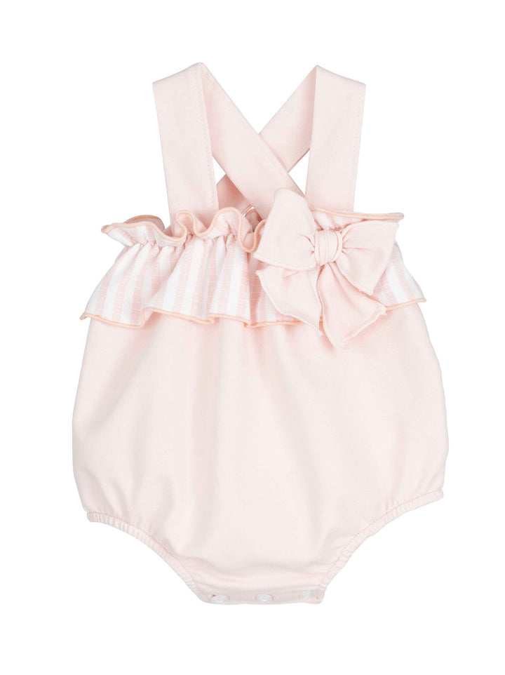 Calamaro Baby Peachy Pink Romper With Bow  - 32547