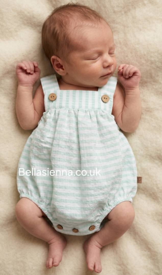 Calamaro Baby Mint Green Boys Romper - 32548