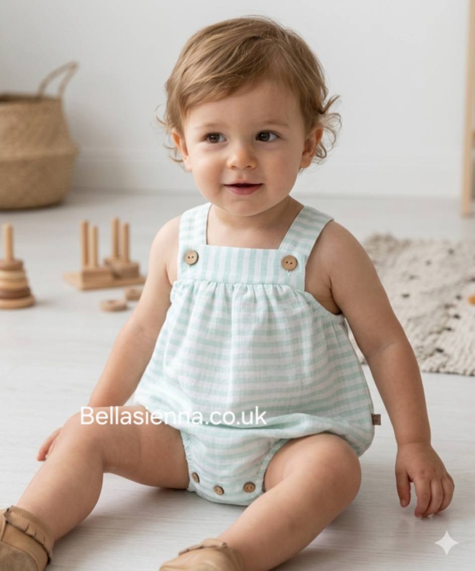 Calamaro Baby Mint Green Boys Romper - 32548