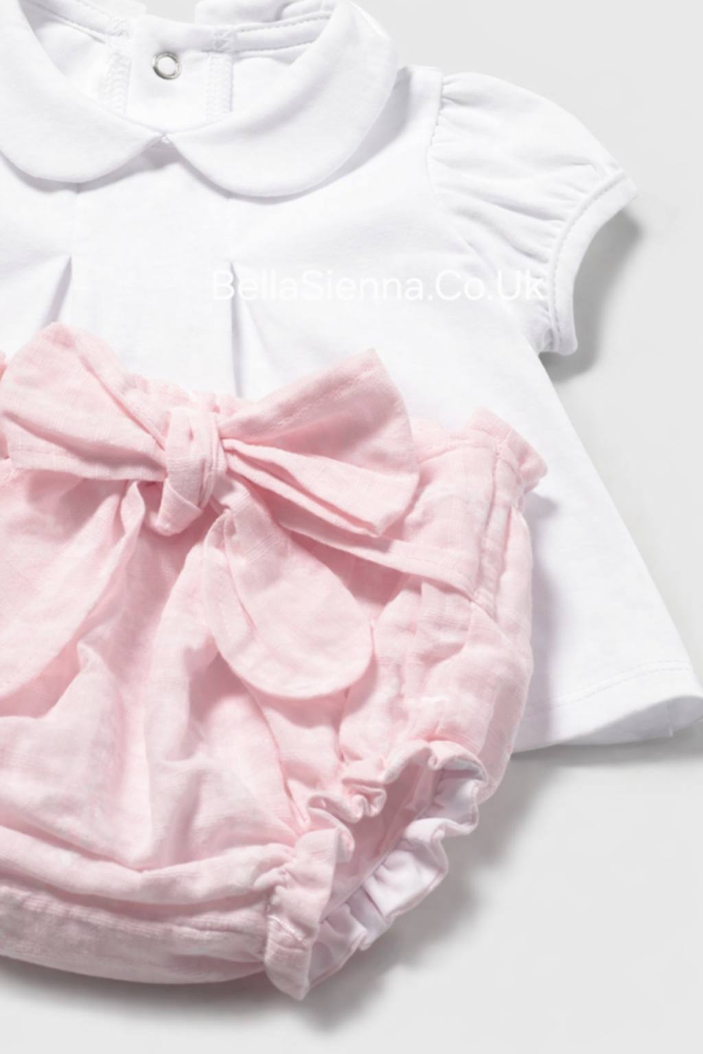 Mayoral Baby Girls Pink Three Piece Daisy Set - Cardigan, Top & Jam Pants With Bow - 1287