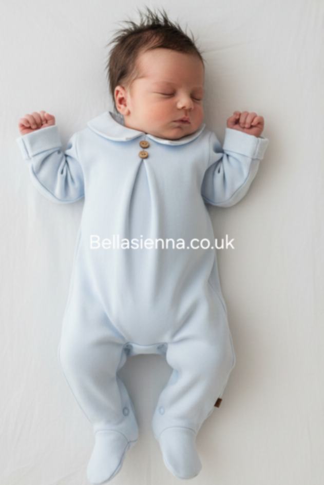 Calamaro Baby Boys Blue All In One Babygrow - 33051