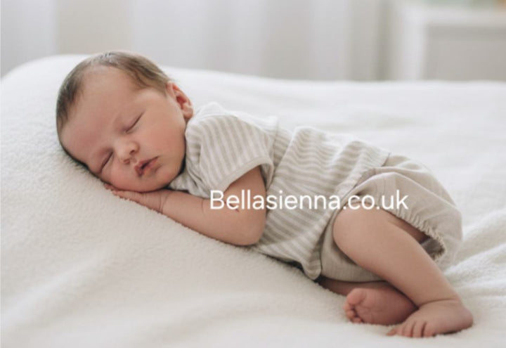 Boys Two Piece Striped T-shirt and Shorts Set in Beige and White 3361