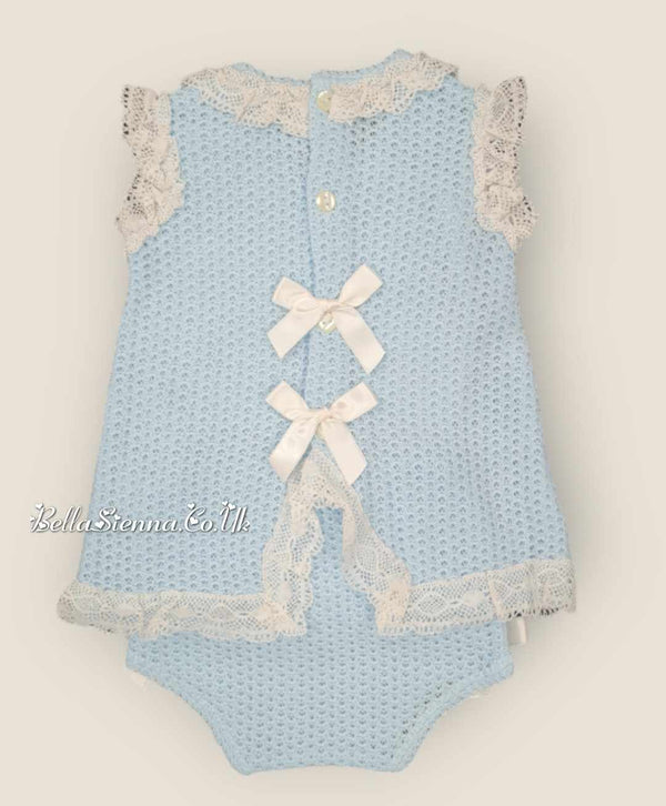 Nini Baby Girls Fine Blue And White Ivory Summer Set