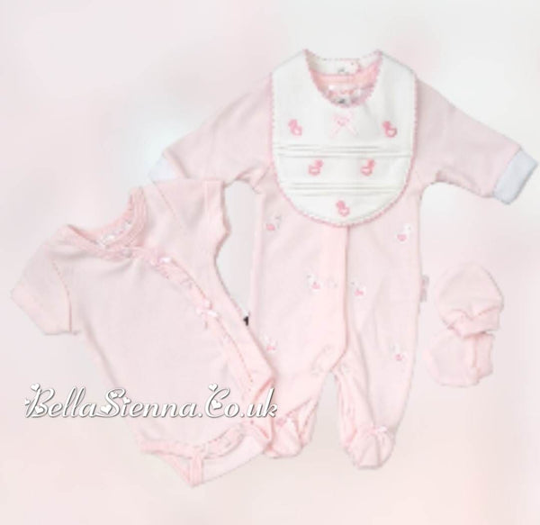 Premature Baby Girls Pink Four Piece Set