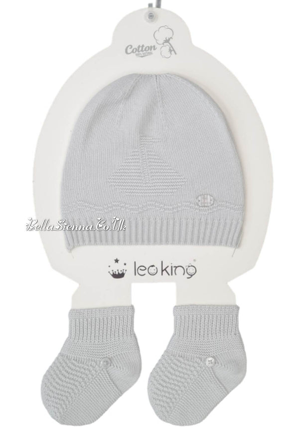 Leo King Boys Grey Boat Hat And Booties