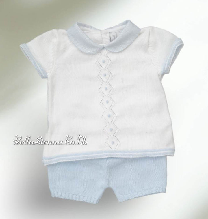 Martin Aranda Baby Boys Fine Knitted Summer Short Set White 10041
