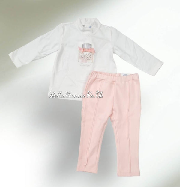 Mayoral Toddlers Ivory And Pink Legging Set 2084