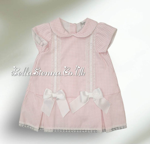 Pretty Originals White And Pink Check Bow Dress & Pants MB10512