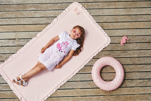 Caramelo Kids Pink Holiday Essentials Striped Short Set - 349028