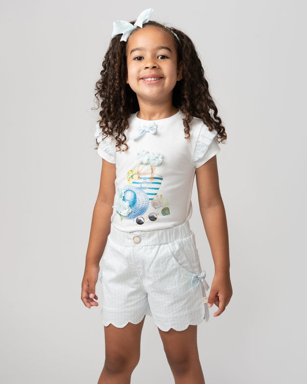 Caramelo Kids Sky Blue Holiday Essentials Striped Short Set - 349028