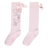 A Dee Annabella Diamante Logo Knee High Bow Socks - W231903