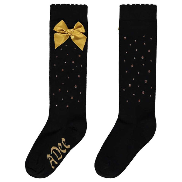 A Dee Beth Diamante Knee High Bow Socks - W232913