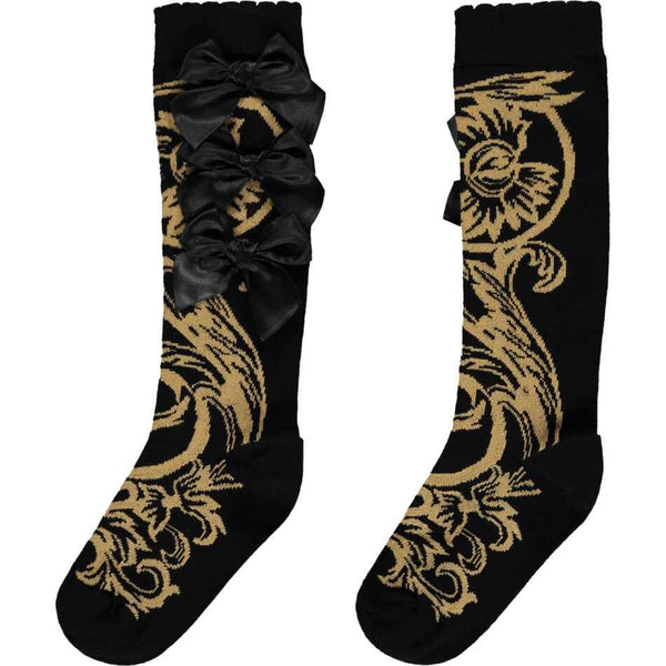 A Dee Bianca Baroque Knee High Bow Socks - W232912