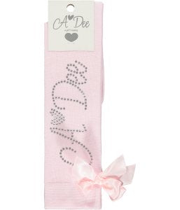 A Dee Annabella Diamante Logo Knee High Bow Socks - W231903