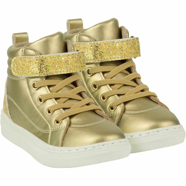 A Dee GLITZY Gold Glitter High Top Trainers - W235103