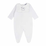 Blues Baby White Velour Rocking Horse Embroidered Unisex Babygrow - BB0151