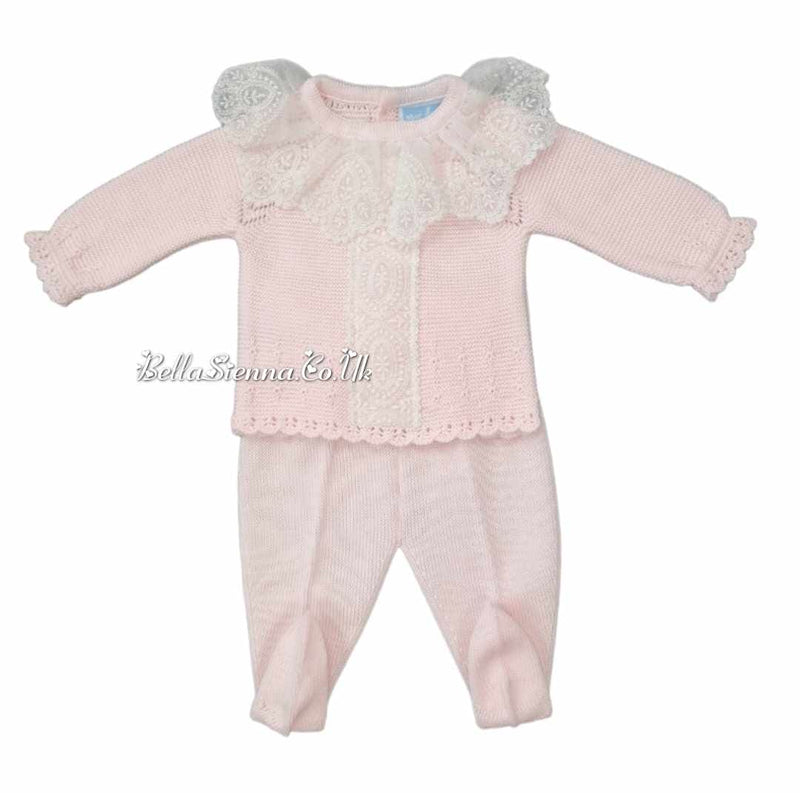 Mac ilusion Two Piece Knitted Top & Leggings Set With Lace Detail- 8816 - Rosa Pink