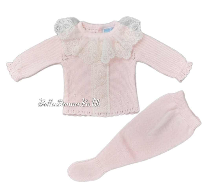 Mac ilusion Two Piece Knitted Top & Leggings Set With Lace Detail- 8816 - Rosa Pink