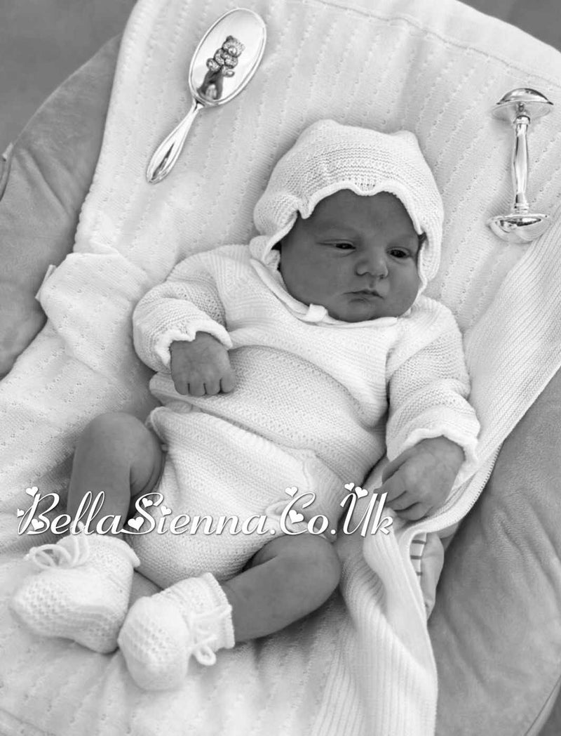 Mac Ilusion Newborn/Reborn Baby Unisex White Knitted  Four Piece Outfit 7831 WHITE