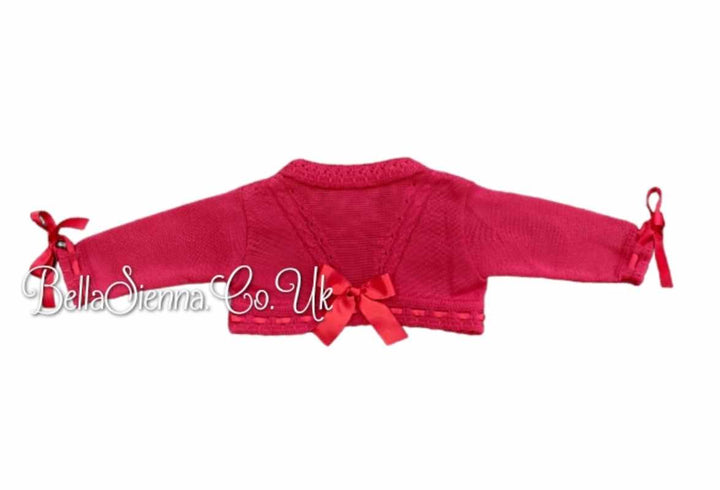 Pretty Originals Girls Red Cotton Cropped Cardigan
