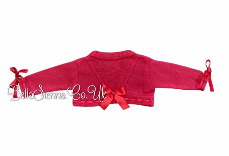 Pretty Originals Girls Red Cotton Cropped Cardigan