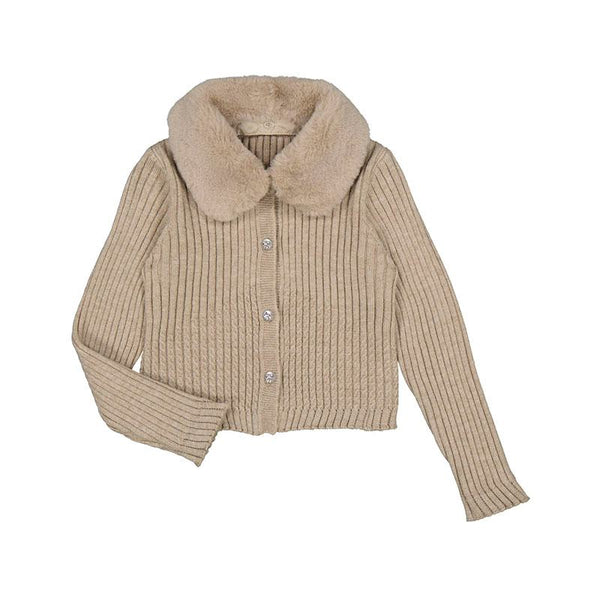 Mayoral Faux fur neck knitted cardigan girl - 4309