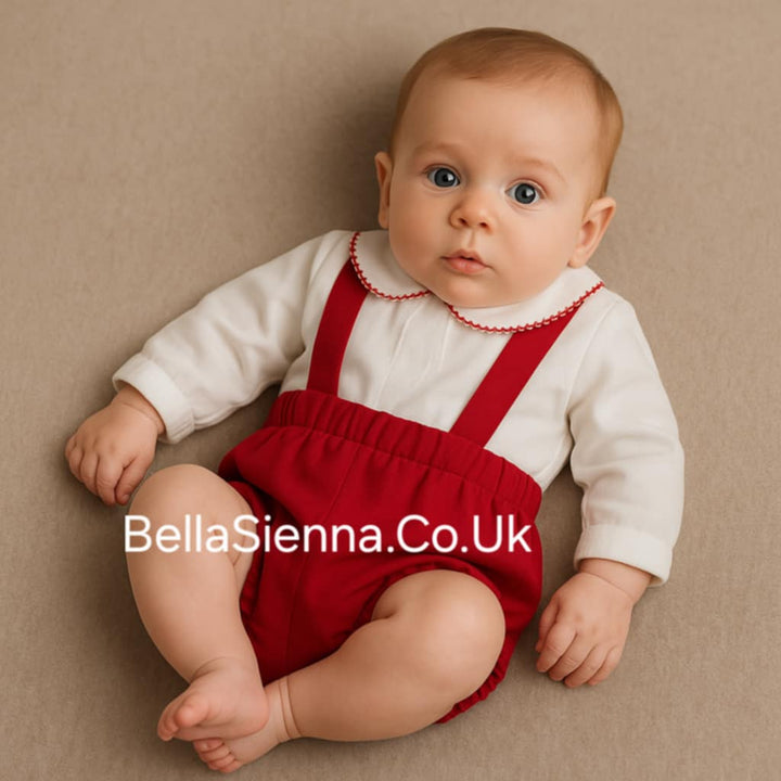 Miranda Boys Two Piece Shirt & Red Dungaree Set - 36/23