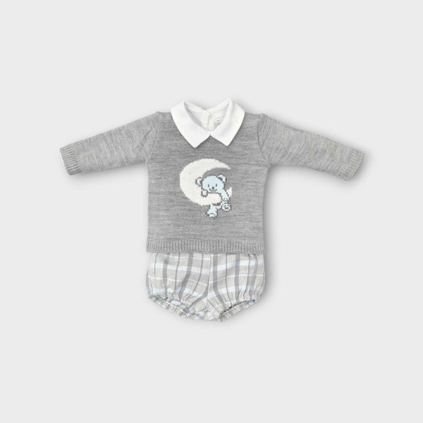 Alber Boys Blue & Grey Jumper & Shorts Set - 3226