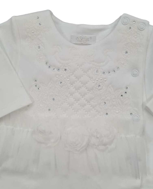 Sofija "ROZA" Ivory Cotton Babygrow