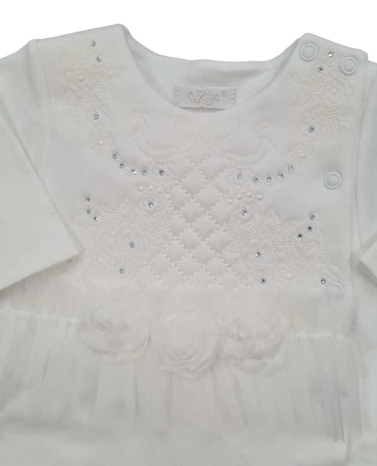 Sofija "ROZA" Ivory Cotton Babygrow