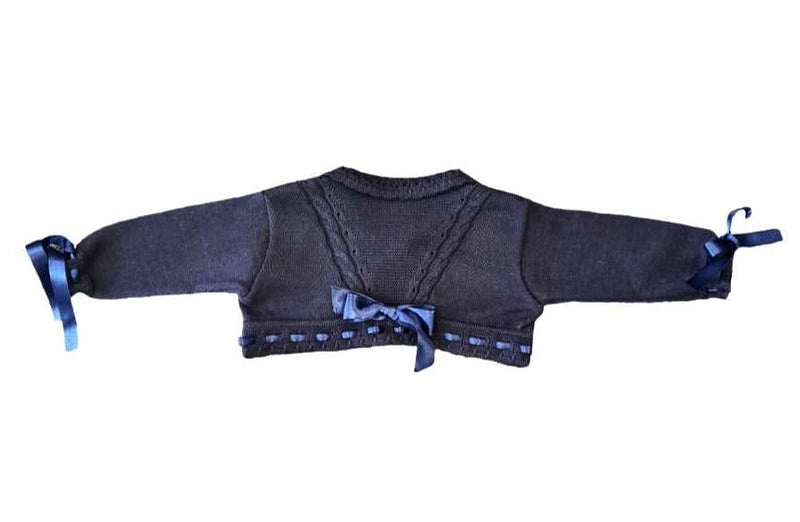 Pretty Originals Girls Navy Cotton Cropped Cardigan