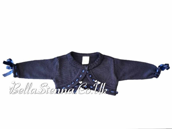 Pretty Originals Girls Navy Cotton Cropped Cardigan