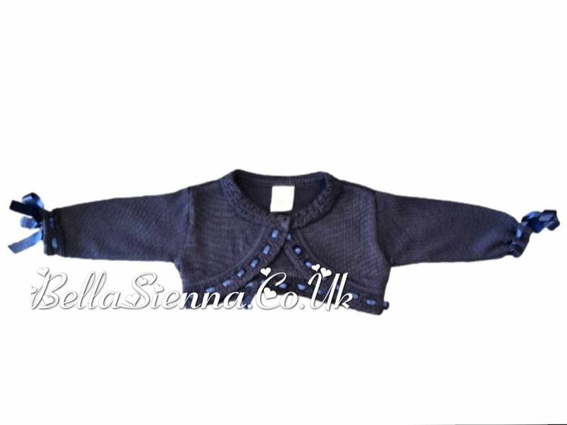 Pretty Originals Girls Navy Cotton Cropped Cardigan