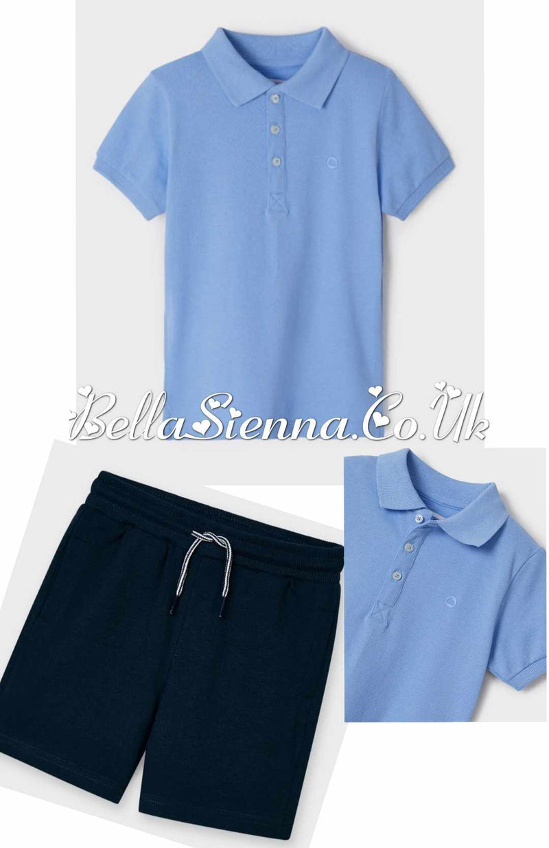 Mayoral Boys Blue Polo Shirt And Shorts 1504