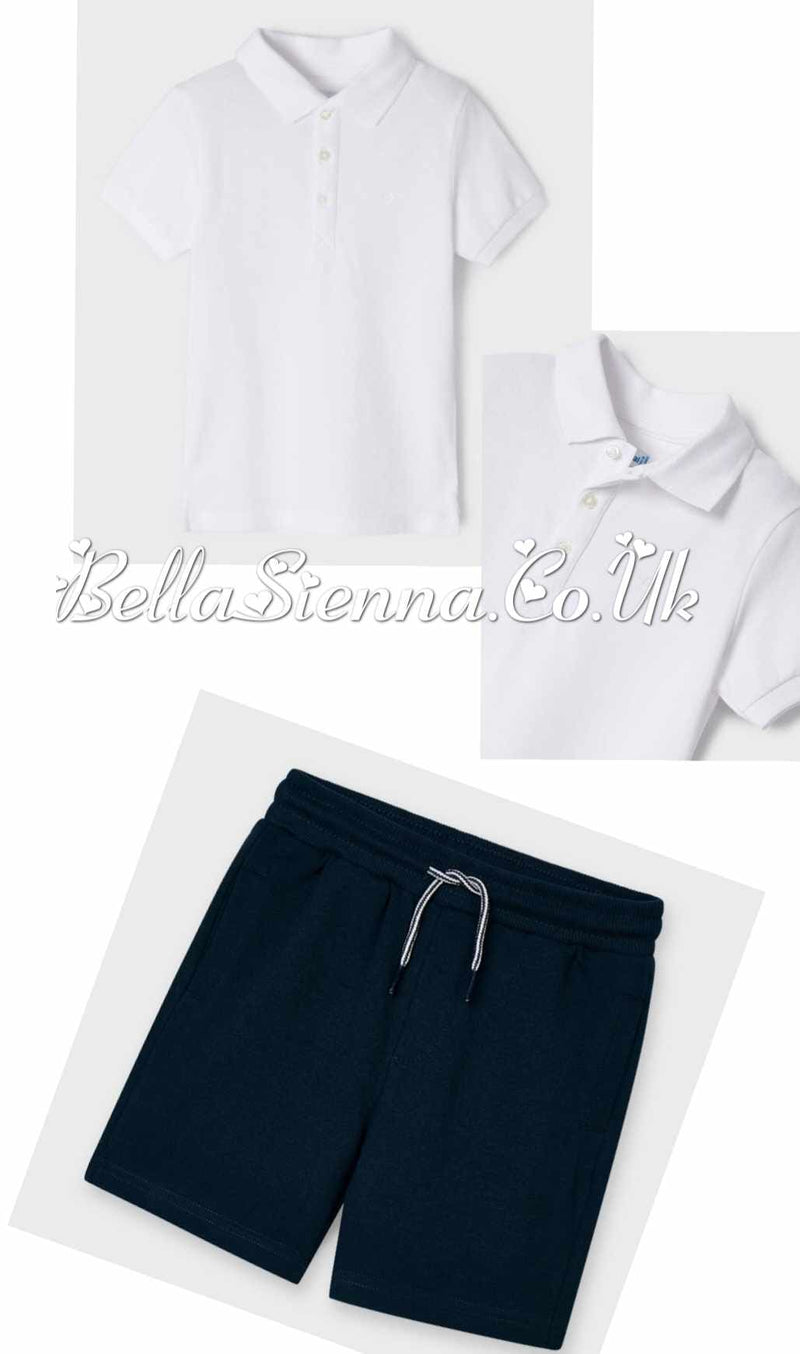 Mayoral Boys White Polo Shirt And Shorts 1504