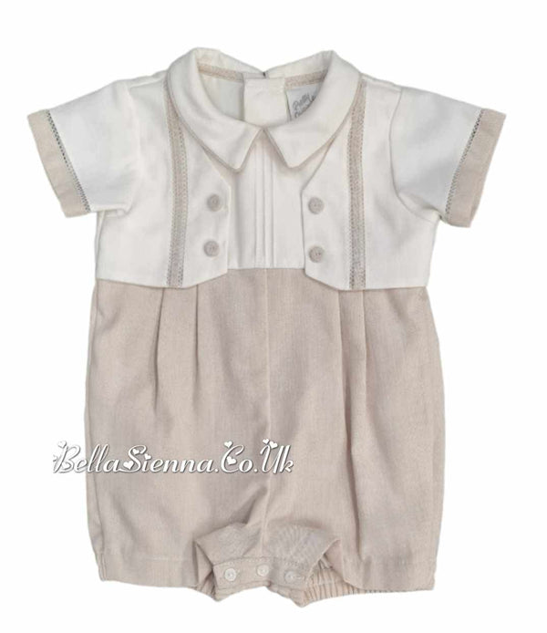 Pretty Originals Boys Blue And Cream Romper DL61910