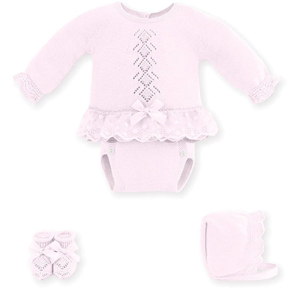 Mac ilusion Baby Girls Fine Knitted Four Piece Set Pink 7628