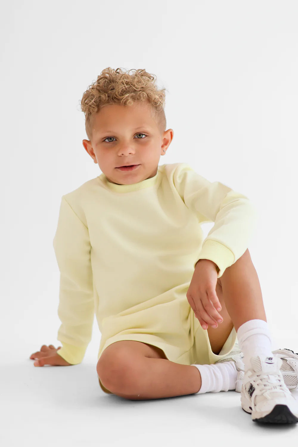 Harris Kids "Enzo" Boys Plain Jumper & Shorts Set - Lemon