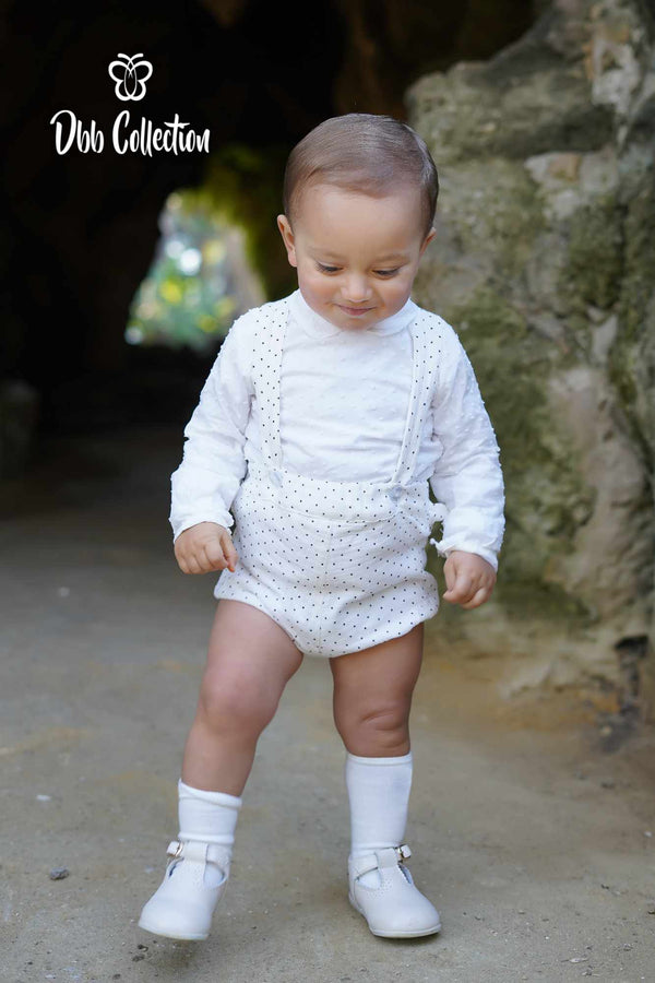Dbb Collection Boys Shirt & Spotty Dungaree Set - 17505 - white/Black