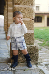 Dbb Collection Boys Blue Tartan Shirt & Shorts Set - 17105