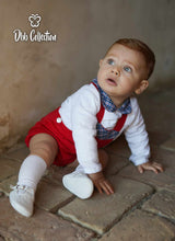 Dbb Collection Boys Red & Navy Three Piece Set Including Cardigan - 16505
