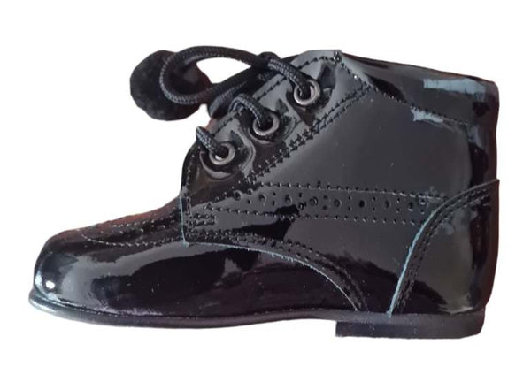 Andanines Boys Black Leather Patent Boots F91846