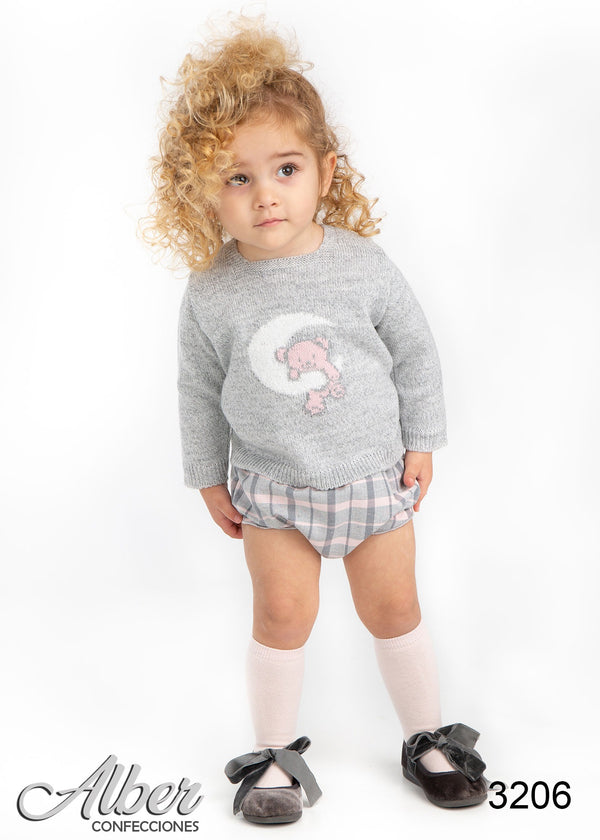 Alber Girls Grey & Pink Jumper & Shorts Set - 3206