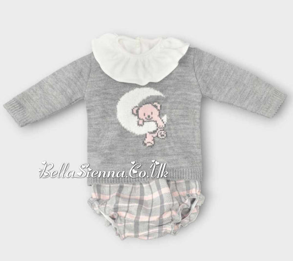 Alber Girls Grey & Pink Jumper & Shorts Set - 3206