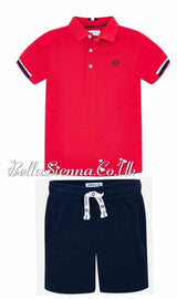 Mayoral Boys Short Set Navy And Red 3122
