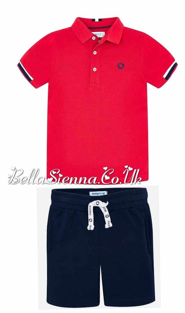 Mayoral Boys Short Set Navy And Red 3122