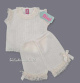 Nini Baby Girls Fine Open Knit Ivory Summer Set