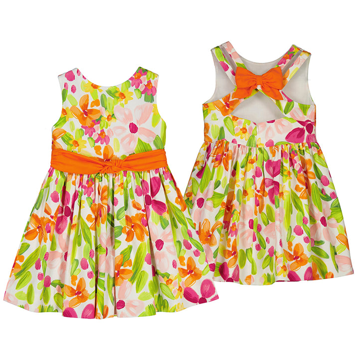 Mayoral Girls Bright Coloured Dress With Bow Back - 3919