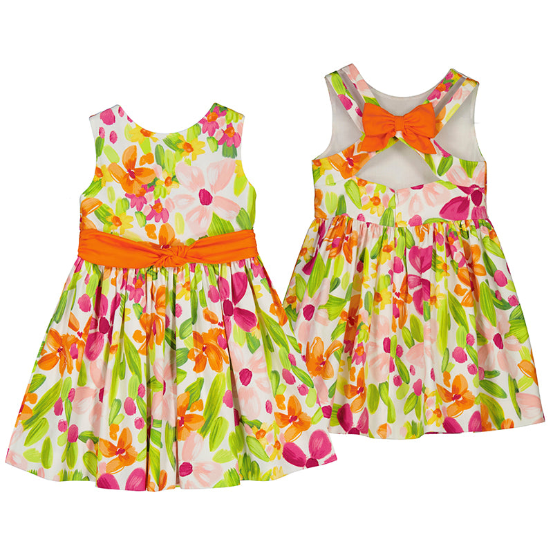 Mayoral Girls Bright Coloured Dress With Bow Back - 3919